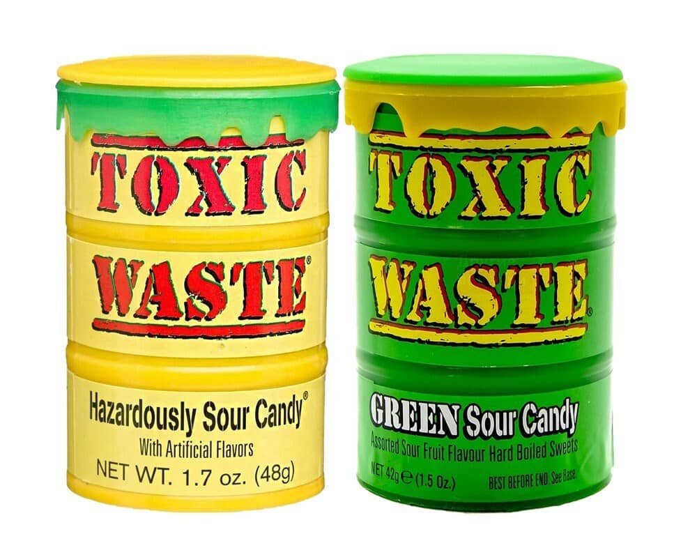 Набор Toxic Waste из самых кислых конфет желтый и зеленый 2 по 42 гр