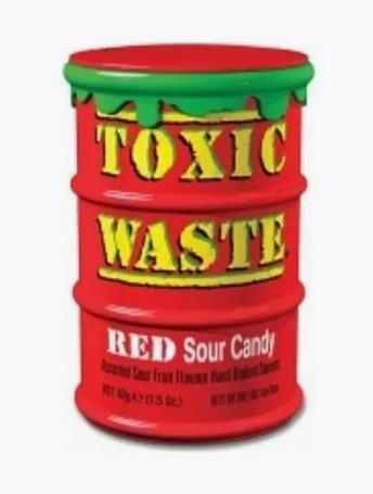 Кислые леденцы Toxic Waste Red Sour Candy красная бочка 42 г