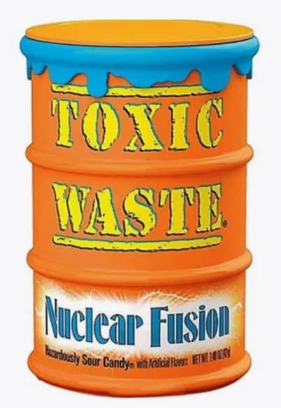 Кислые леденцы Toxic Waste Sour Candy Nuclear Fusion оранжевая бочка 42 г