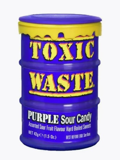 Кислые леденцы Toxic Waste Purple Sour Candy фиолетовая бочка, 42 г