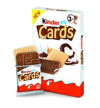 Шоколадно-молочное печенье с какао начинкой Киндер Кардс 3 по 25,6 гр
