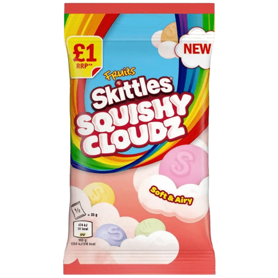 Драже Skittles Squishy Cloud Pouch Fruits Скитлс Мягкие Фрукты 70гр