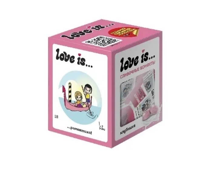 Сливочные жевательные конфеты Love is со вкусом клубники 105гр