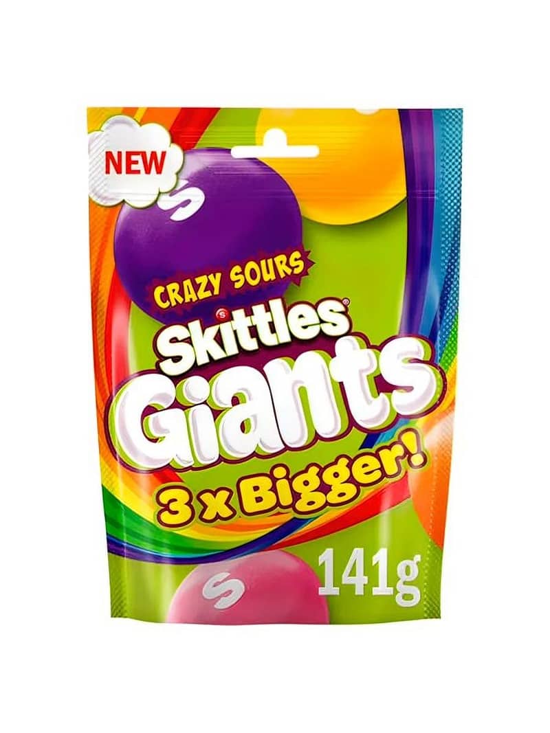 Скитлс Гигантские Драже Кислые фрукты Skittles Giants Crazy Sour 141 гр