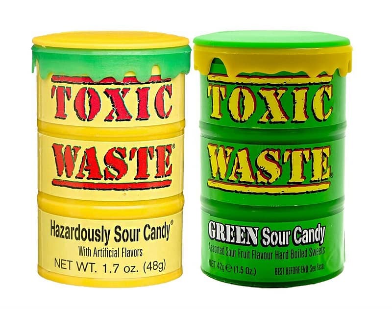 Набор Toxic Waste из самых кислых конфет желтый и зеленый 2 по 42 гр