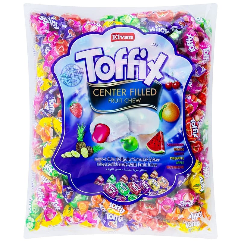 Жевательные конфеты Toffix Mix с жидкой начинкой 1 кг